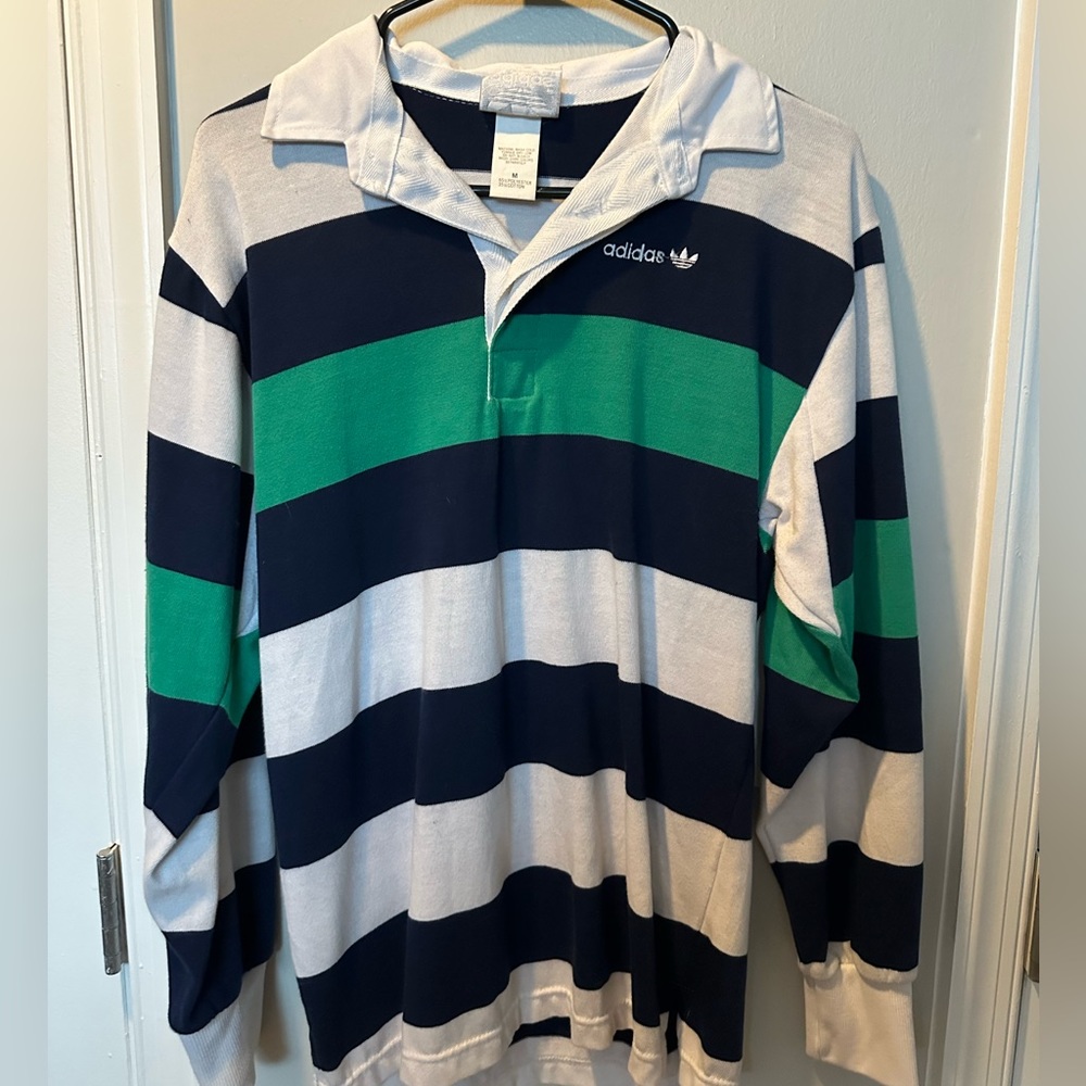 Retro Adidas Striped Rugby